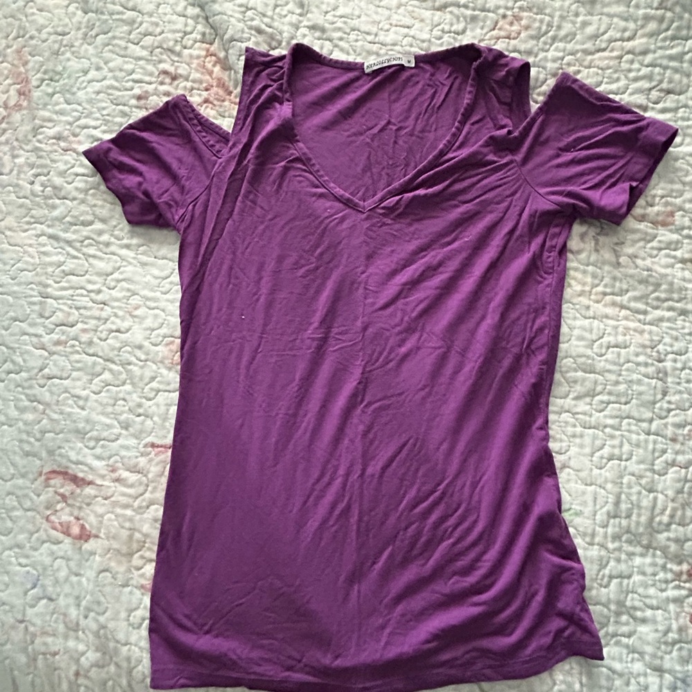 Vibrant Purple Cold Shoulder Tee